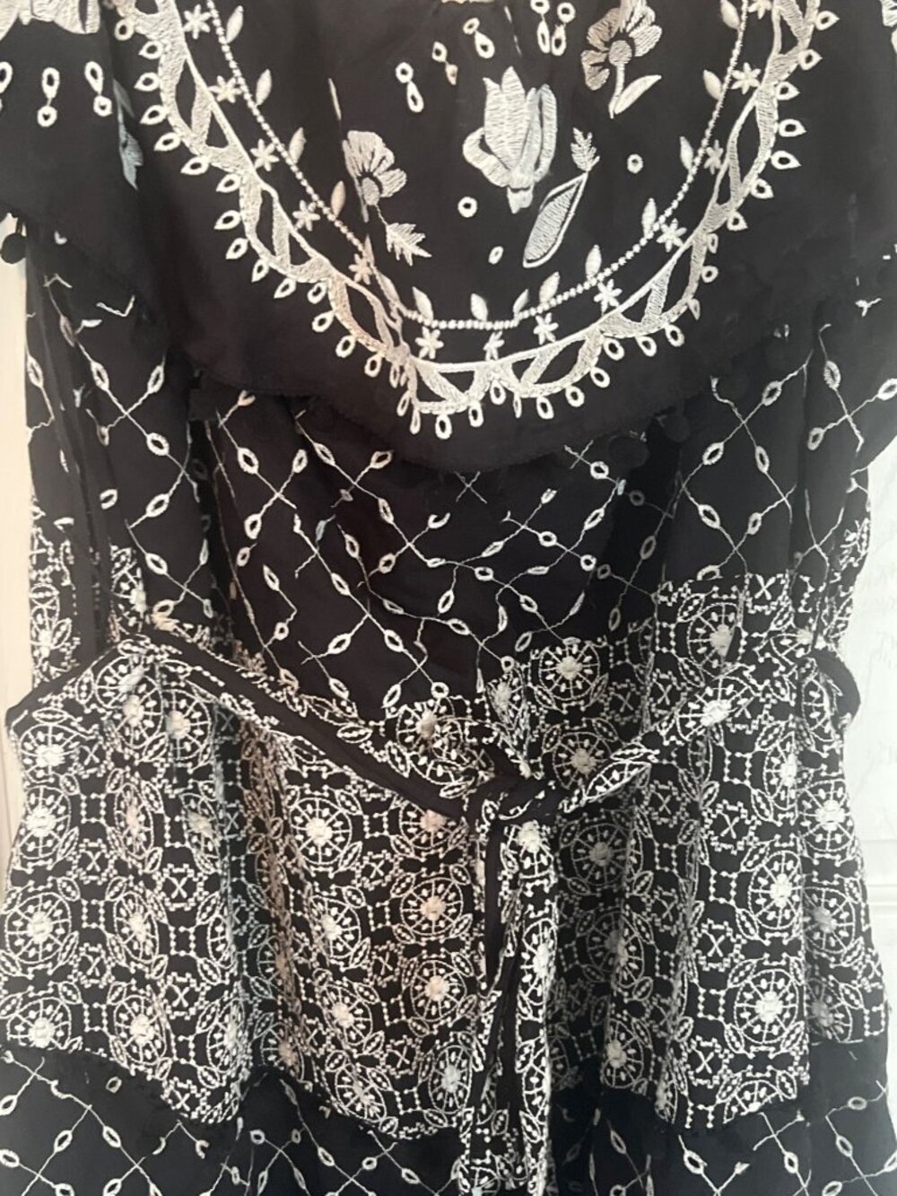 Anthropologie Off The shoulder Marisol Black White Midi Dress Ruffle 24W NWT - Picture 6 of 12